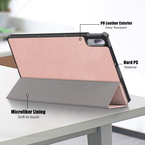 Tri-fold Stand Cover til Lenovo Tab P11 Pro TB-J706F - Rose Gold Pink gold