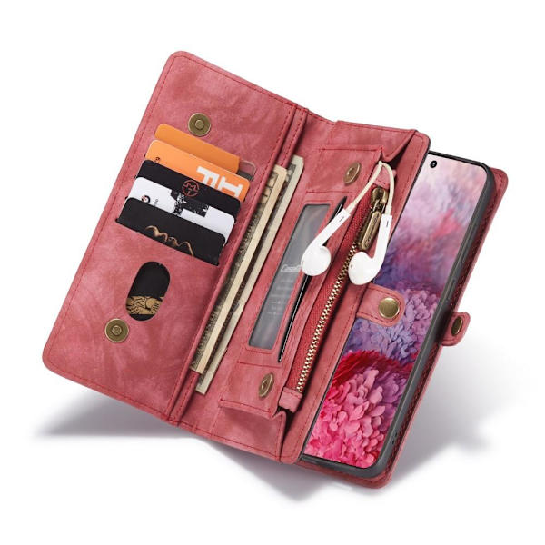 CASEME Samsung Galaxy S20 Ultra Retro läder plånboksfodral - Röd Röd