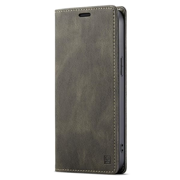 AUTSPACE A01 Retro tegnebog taske til iPhone 13 - Kaffe Brown