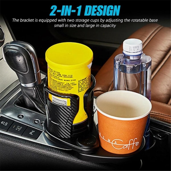 2 in 1 Car Seat Cup Holder Adjustable Mug & Bottle  Mount Stand Black