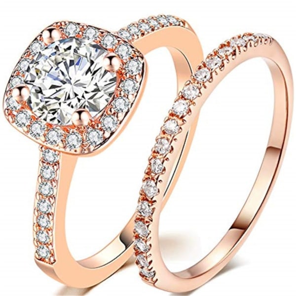 2st Ringar Cubic Zirconia Stapelbara - Storlek 11 / Rose Gold Pink gold