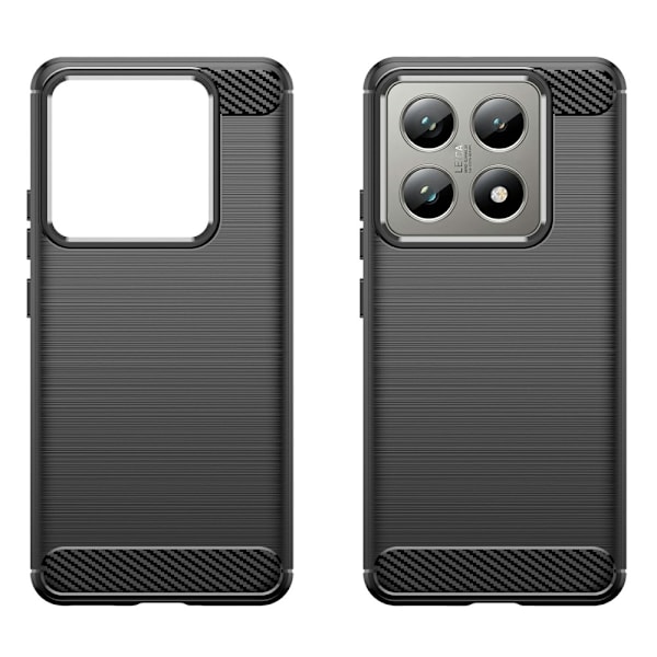 Til Xiaomi 14T / 14T Pro Carbon fiber tekstur Cover Back - Sort Black