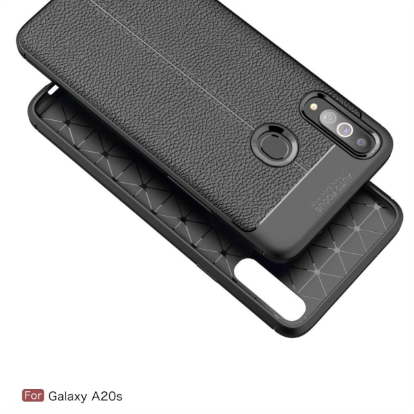 Litchi Texture Soft TPU Case for Samsung Galaxy A20s - Black Black