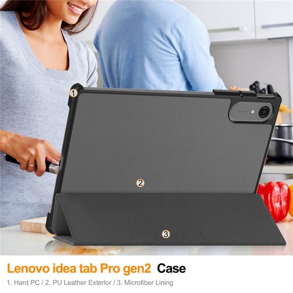 Lenovo Idea Tab Pro Gen 2 13" Suojakotelo Teline Iskunkestävä - Harmaa Grey