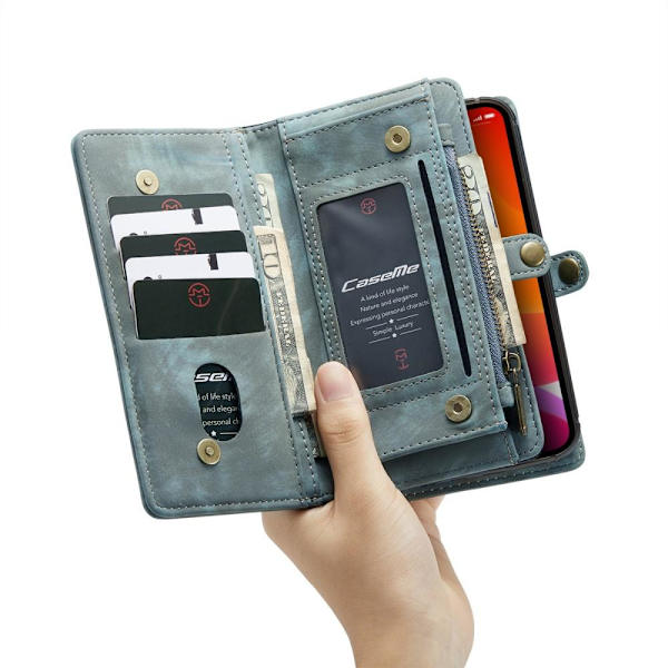 CASEME iPhone 12 Pro Max Retro plånboksfodral - Blå Blue