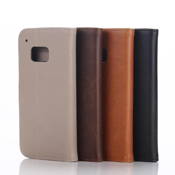 HTC ONE M9 Stilrent plånbokssuojakuori Brown