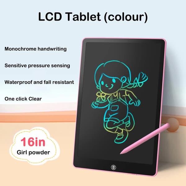 JX - 16 16 - tommer LCD - skriveblok til tegneblok Doodle - blok Black