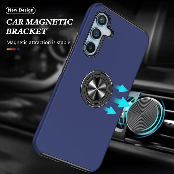 Samsung Galaxy S24+ Finger Ring Stativ Hybrid Deksel Dark blue
