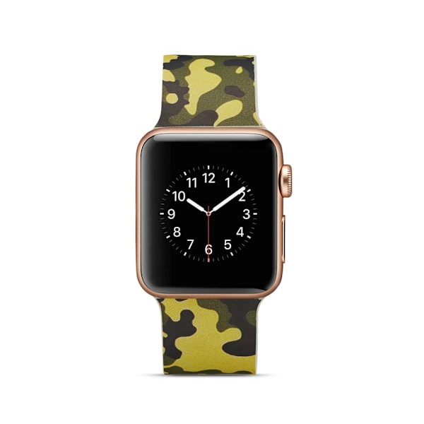 Silicone klockrem för Apple Watch 4 44mm, 3/2/1 42mm - Army Green Camouflage multifärg