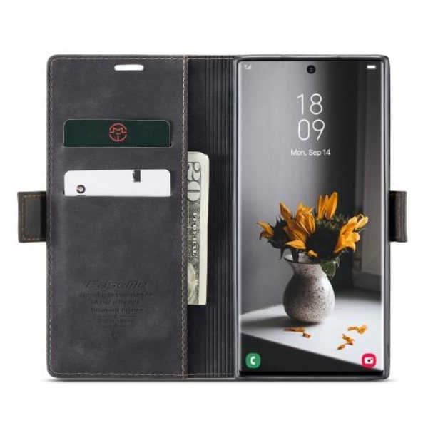 CASEME Retro Wallet Case for Samsung Galaxy S23 Ultra - Black Black