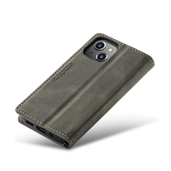 AUTSPACE A01 Retro tegnebog taske til iPhone 13 mini - brun Brown