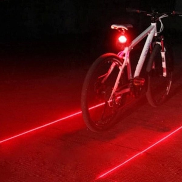 Cykel 5-LED Parallell Line Laser Bakljus Universal Vattentät Röd