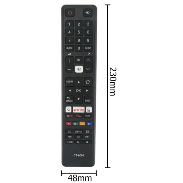 CT-8069 TV fjärrkontroll Ersättning för Toshiba Smart TV Svart