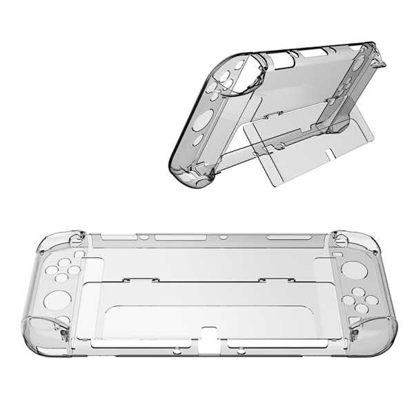 Yhteensopiva Nintendo Switch OLED Protector -läpinäkyvän suojakotelon kanssa jalustalla Transparent