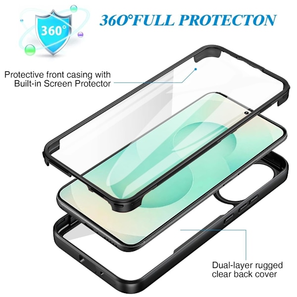 Til Samsung Galaxy S25 Edge Case PC+TPU Støddæmpende Mobiltelefon Bagside Black
