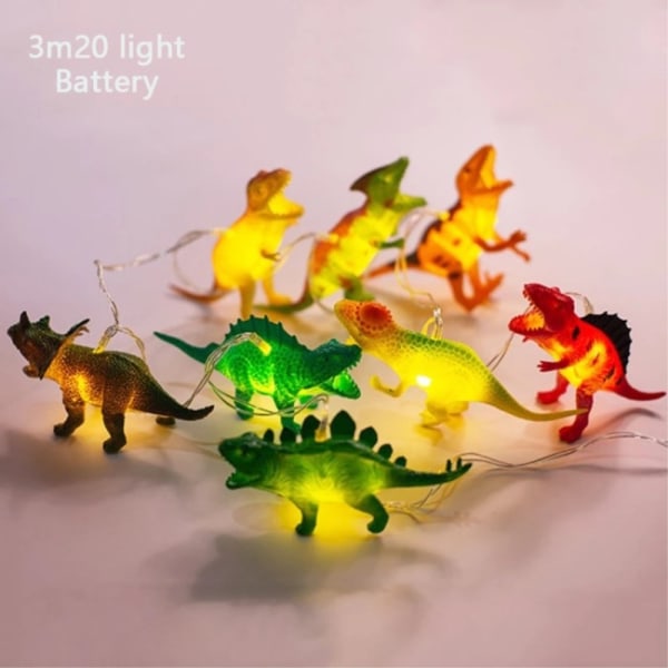 Sarjakuva dinosaurus LED Koristevalo 3m 20 Lamppua akkukäyttöinen Multicolor