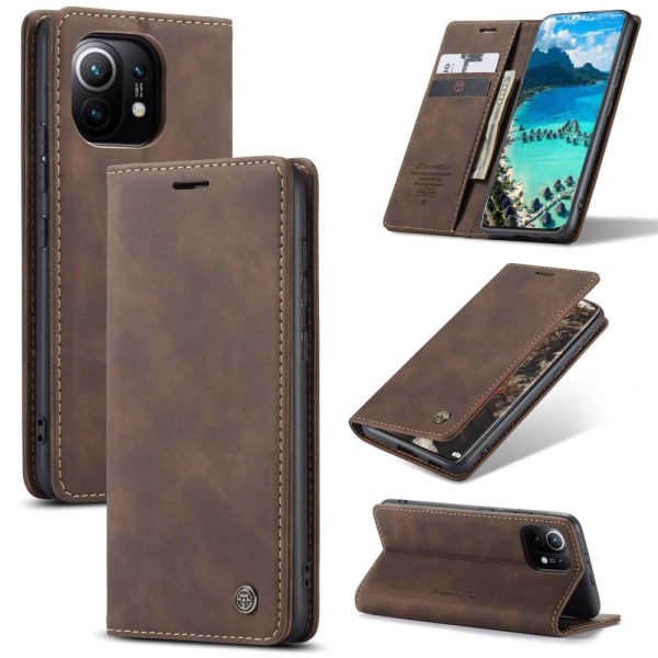 CASEME Retro tegnebog taske til Xiaomi Mi 11 - Kaffe Brown