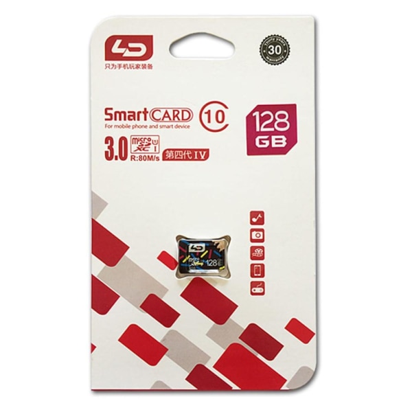 LD 128GB High Speed ​​Class 10 Micro SD/TF Minneskort Svart