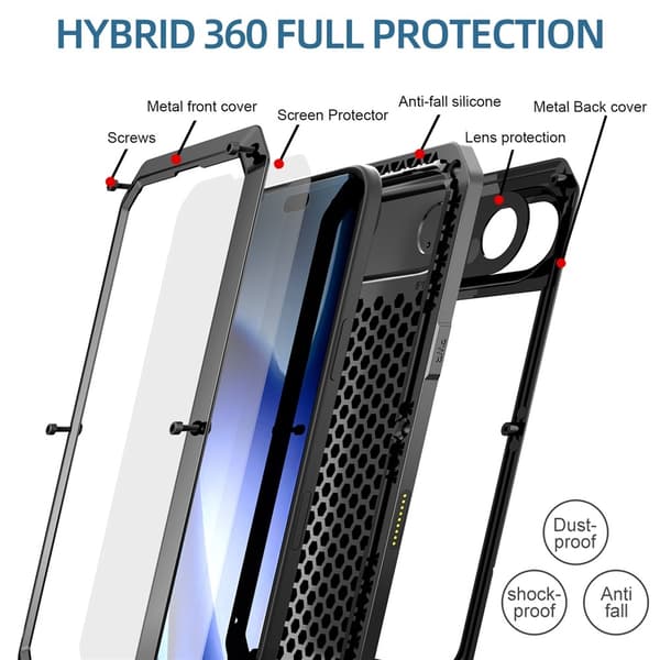 Heavy Duty Robust Hybrid Cover Shell + hærdet glas til iPhone Air Black