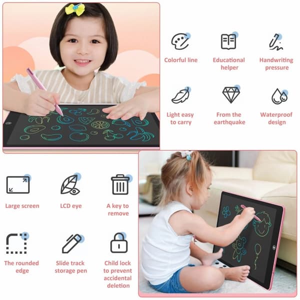 JX-16 16-tommers LCD Skrivetavle Tegnetavle Doodletavle Black