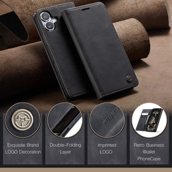 CASEME Retro lompakkokotelo iPhone 17 Black