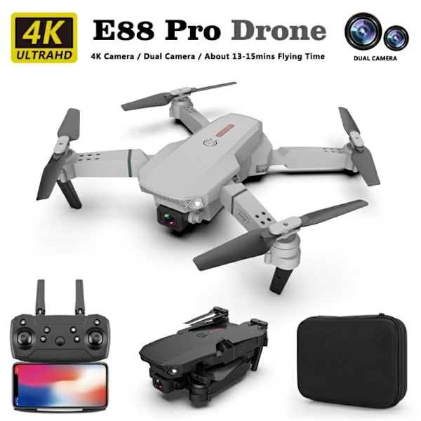 E88 Pro RC Drone med to kameraer dobbelt batterier Black
