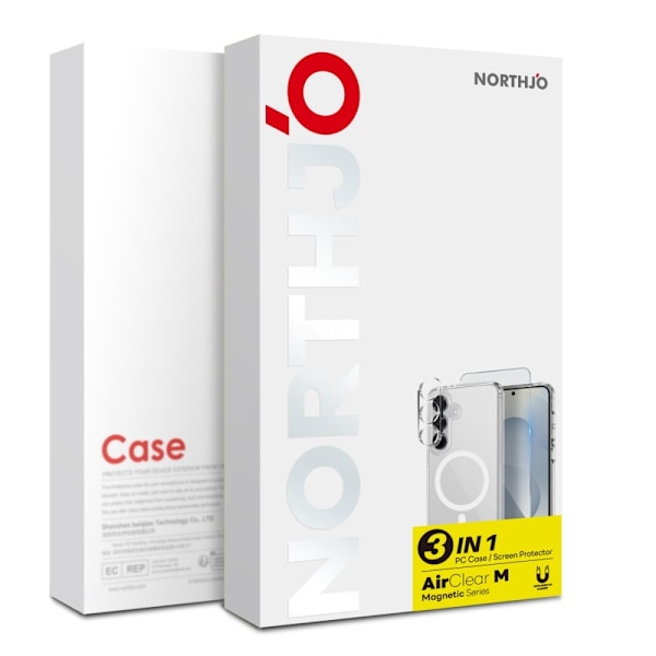 NORTHJO Samsung Galaxy S25+ TPU-suojakuori + Karkaistu lasikalvo + Kameran linssinsuoja Transparent