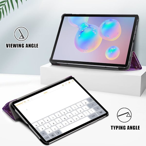 Trifoldet stativetui til Samsung Galaxy Tab S6 Lite - Sommerfugl Black