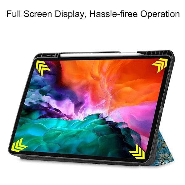 iPad Pro 12.9" 2021 Slim Fit Trefoldbart deksel - Blomst Green
