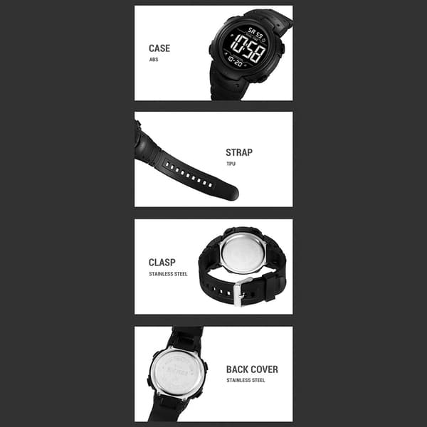 SKMEI Digital Elektronisk Armbåndsur Ur Dobbelt Tid - Sort-hvid Black