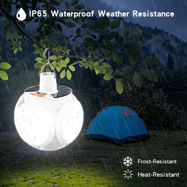 Solcelled Campinglykt Lampetelt Oppladbart Fjernkontroll White