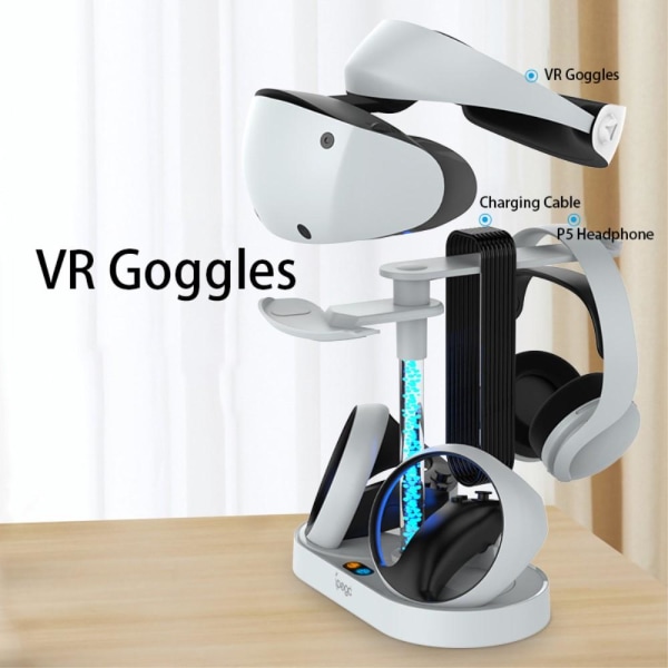 Lader for PS5 VR-headset, ladestativ med skjerm, dobbel kontrollerstasjon Grey
