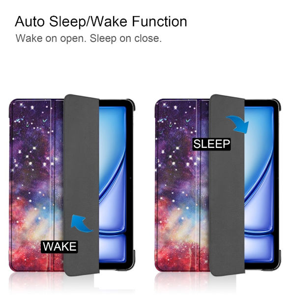 iPad Air 11 (2024) Kotelo Auto Herää / Nuku Kolminkertainen Taittojalusta Tabletin Suoja - Galaxy Multicolor