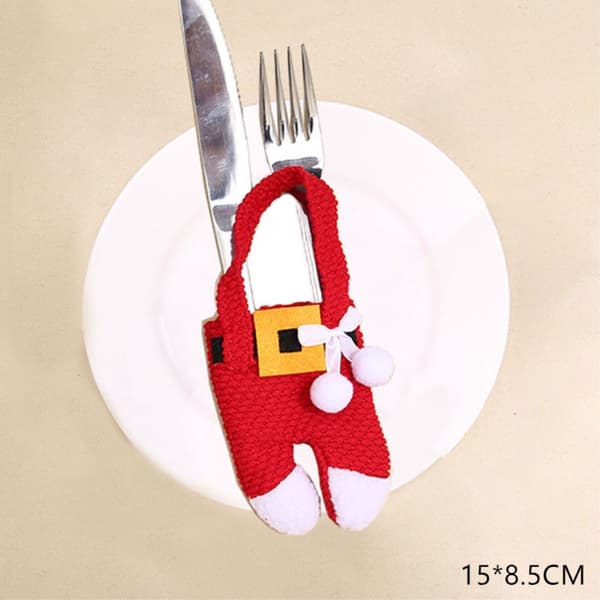 3 sett Kniv Gaffel Julemann holder Bestikk Borddekorasjon Red