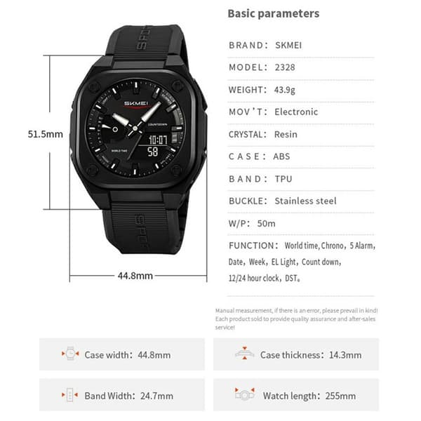 SKMEI Digital Elektronisk Armbandsklocka Klocka 50M Vattentät - Vit Vit