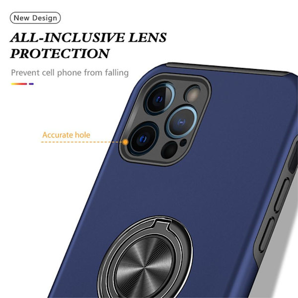 iPhone 13 Pro Hybrid skal med Finger Ring - Blå Blå