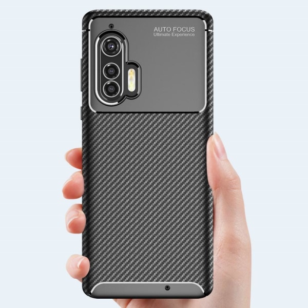 Carbon Fiber Anti-drop Soft TPU Case for Motorola Edge+ - Black Black