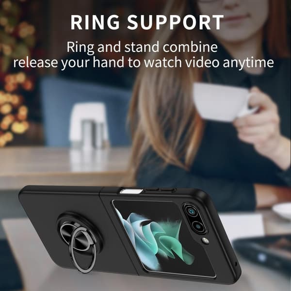 Mobildeksel med ringestøtte for Samsung Galaxy Z Flip5 5G Black