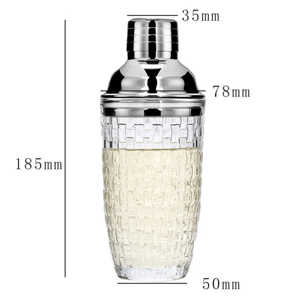 385 ml Cocktail Shaker vävd textur glas + lock i rostfritt stål Cup Transparent