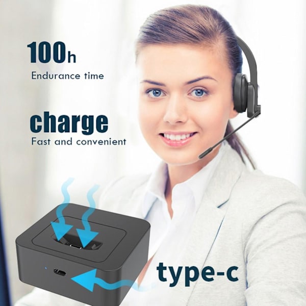 OY631 Bluetooth 5.3 -kuulokkeet Asiakaspalvelukuulokkeet mikrofonikuulokkeilla. Black