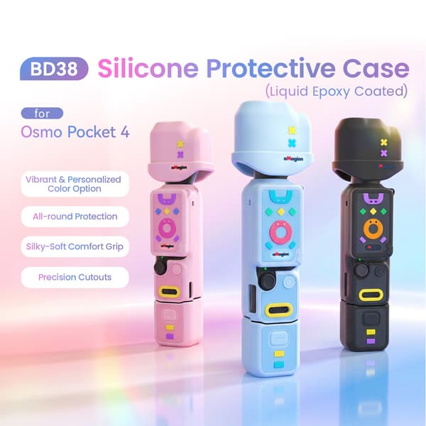 Silikondeksel til DJI Osmo Pocket 4 – støtsikkert og ripebestandig beskyttelsesdeksel Black