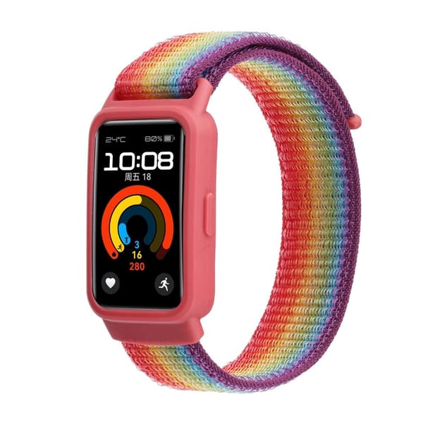 Huawei Band 8/9 Nylon Rannekellon integroitu suojakotelo Multicolor