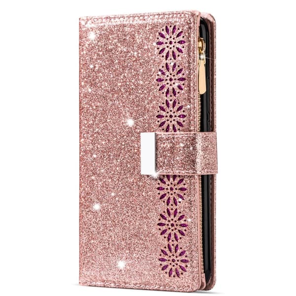 For Samsung Galaxy S25+ Etui Stjernehimmel Gravert Lommebokdeksel Pink gold