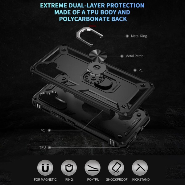 Samsung Galaxy A54 5G: lle iskunkestävä tukijalustan puhelinkote Black