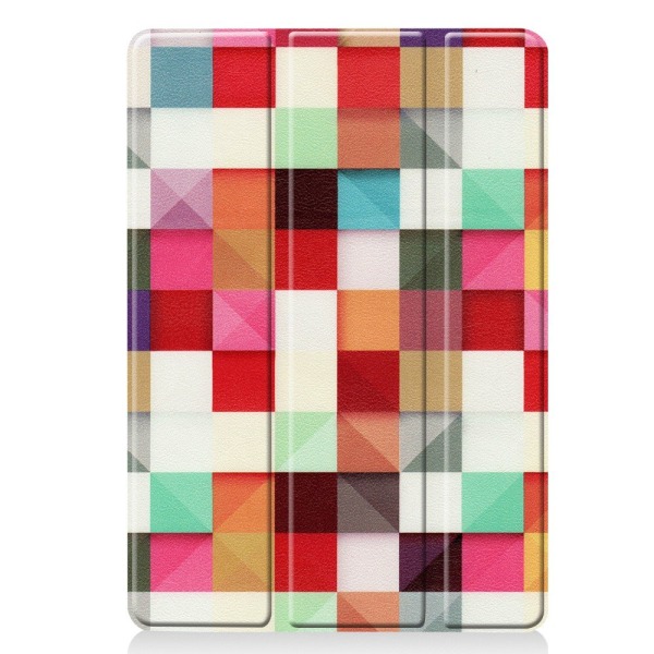 Apple iPad 10.2 Pattern PU kolminkertainen tablettikotelo - värikkäät neliöt Multicolor