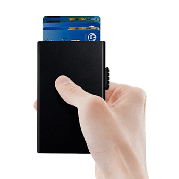 RFID-blockerande ID-kortfodral Kreditkortshållare popup Svart