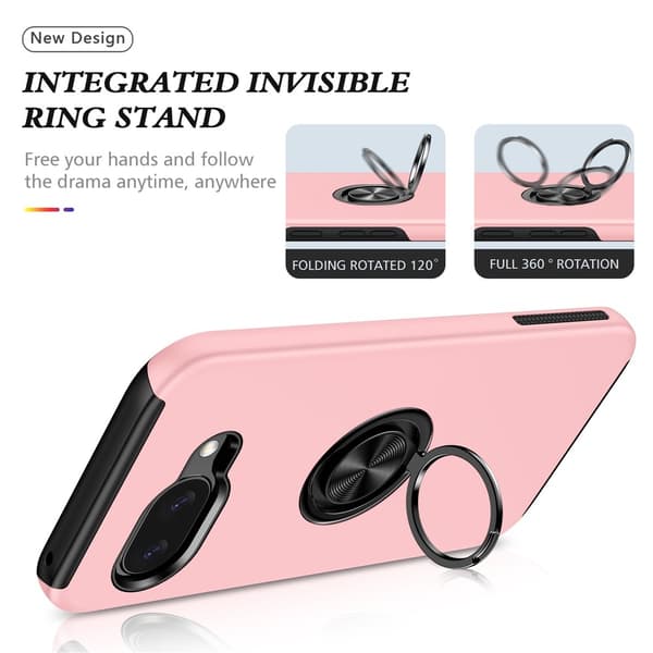 Til Pixel 10a Deksel Hybriddeksel med Finger Ring Pink
