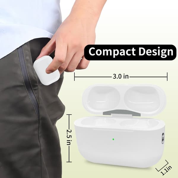 D03 Erstatningsladekoffer for AirPods Pro 2 med innebygd 680mAh batteri White