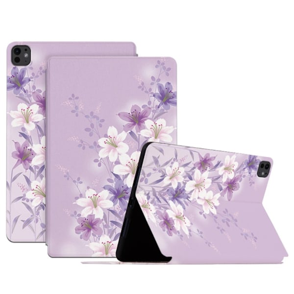 Etui med klaff og stativ for iPad Pro 11 (2024) - Smart Tablettdeksel - Lilla Magnolia Multicolor
