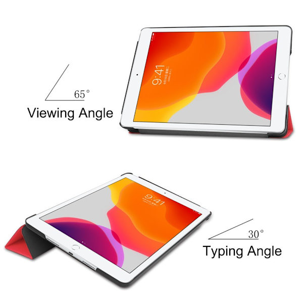 Apple iPad 10.2 2021/2020/2019 Kolminkertainen jalusta tablettikotelo - Punainen Red